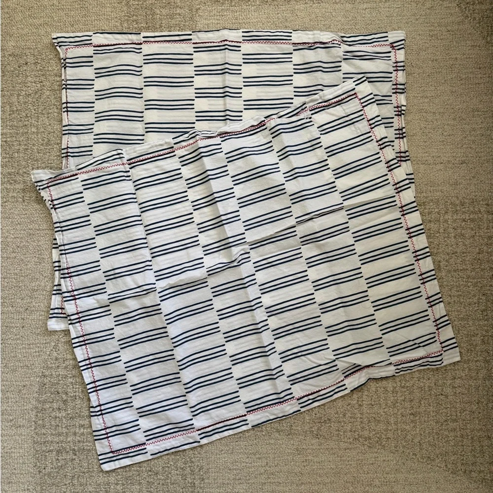 Brooklyn & Bond Blue and White Striped Duvet Cover w/ Two Standard Pillow Shams